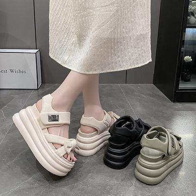 Fashion Female Sandal 2025 Women's Beach Shoes Increasing Height Girls New Comfort Gladiator Low Beige Sports Bow Summer Casual Scandals