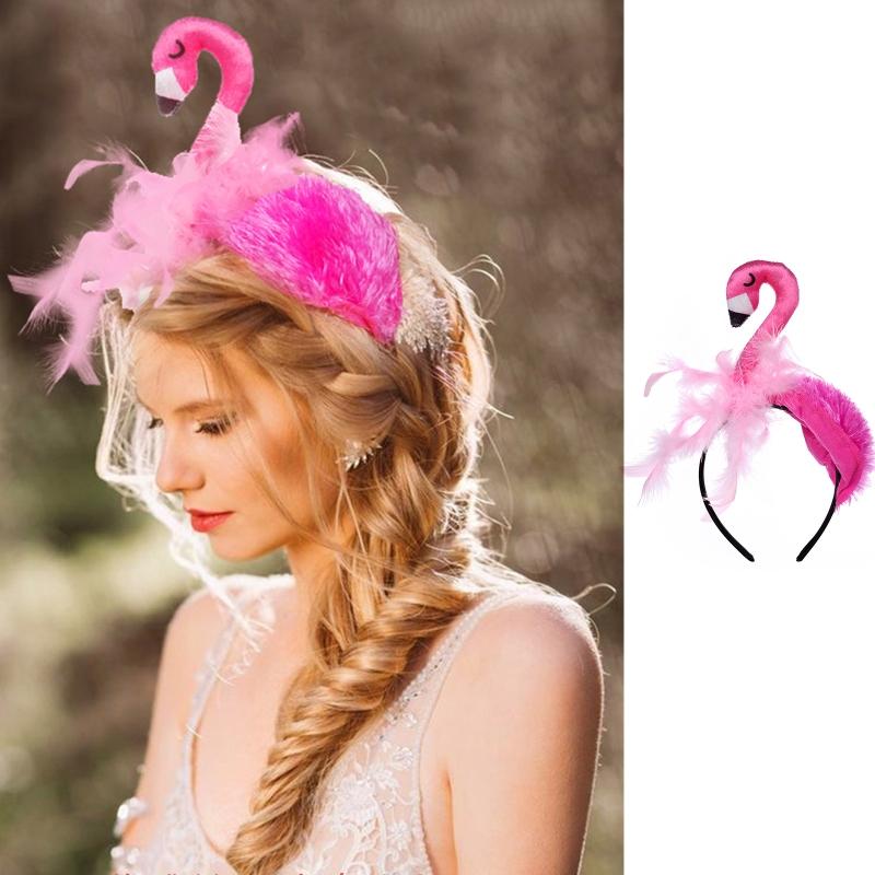 Cute Animals Stuffed Flamingo Hair Hoop Women Headband Makeup for Head Band for Photoshoot Christmas Hair Accessories