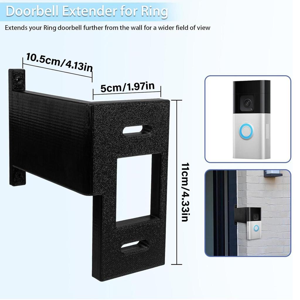 Ring Doorbell Extender Mount Wall Installation Bracket Video Doorbell Extender for Better Viewing Angle Security Camera Holder