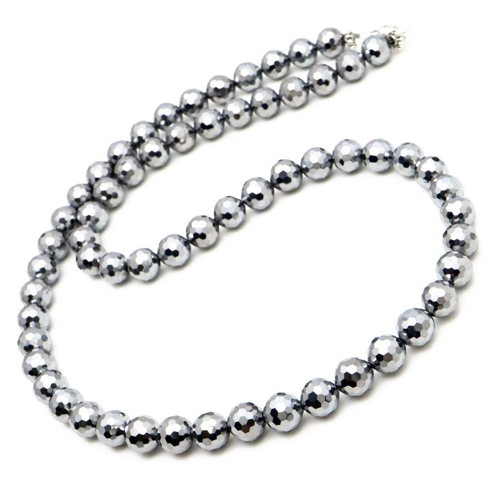 [GOLD STONE] Terahertz Ore Necklace, 8mm, Mirror Cut, Easy to Wear, Magnetic Type, 50cm Long