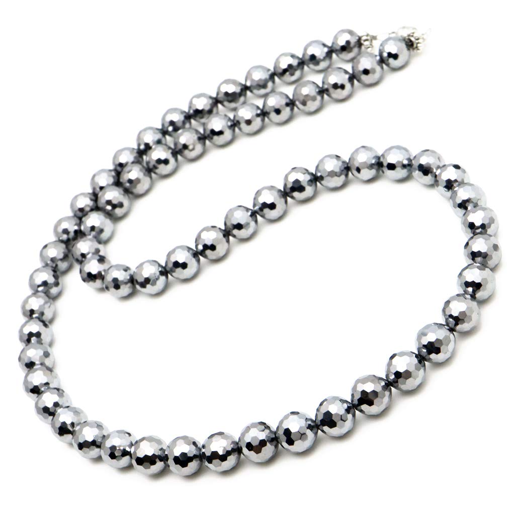 

[GOLD STONE] Terahertz Ore Necklace, 8mm, Mirror Cut, Easy to Wear, Magnetic Type, 40cm Long