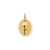 1 Piece 304 Stainless Steel Birth Month Flower Charms Enamel Oval Flower Clear Cubic Zirconia Pendants DIY Necklace 20mm X 11mm