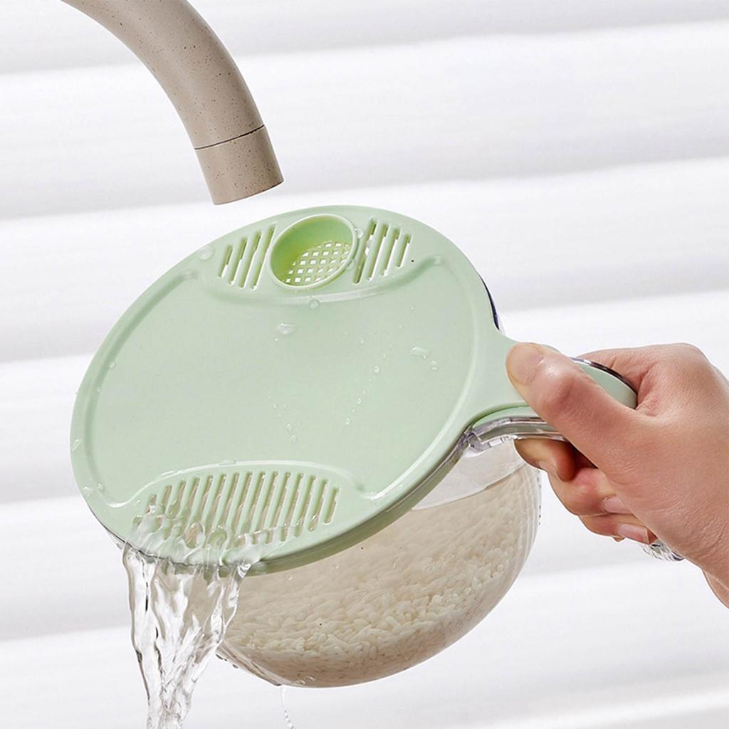 Rice Washer Strainer Bowl Plastic Vegetable Fruit Strainer for Washing Draining with Large Capacity Compact Design