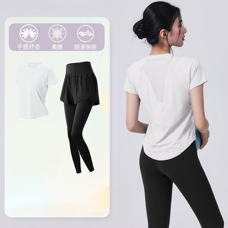 Tennis suit women's short-sleeved training clothes outdoor running quick-drying clothes thin badminton T-shirt fitness clothes