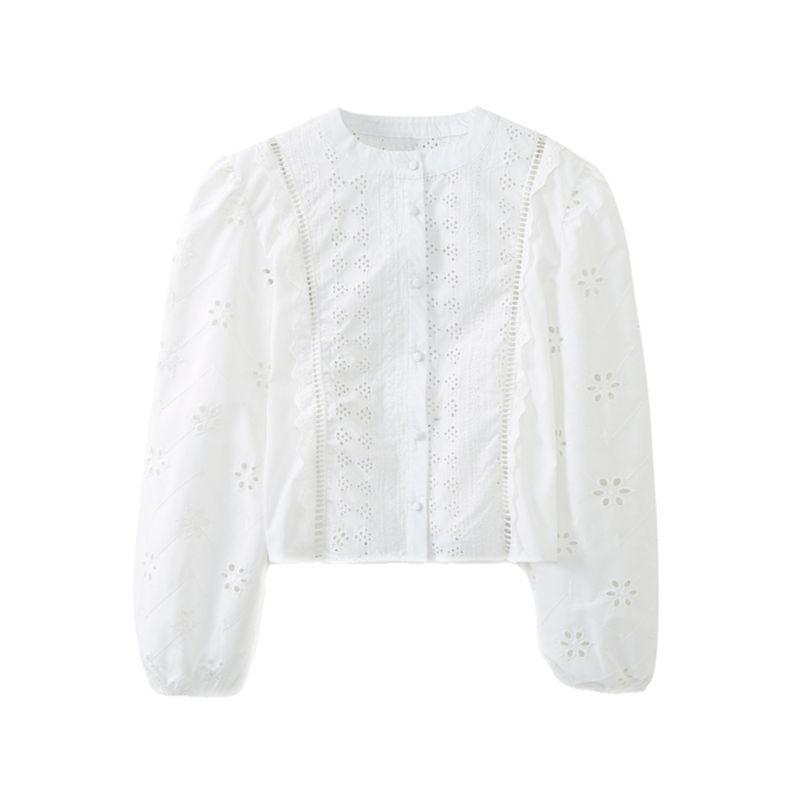 Kaslead Women's Clothing Fashion Casual Cut Out Embroider