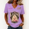 Women's Casual V-Neck Short Sleeve Letter Print Pullover Top