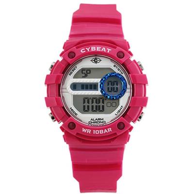 J-AXIS Men's BCY01-PI (CYBEAT Fashion Watch Quartz Unisex Sun Flame) Round Watch Pink Resin Digital