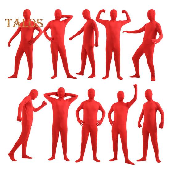 Unisex Halloween Jumpsuit Tight Fit Breathable Long Sleeves Hooded Elastic Solid Color Invisible Jumpsuit Zipper Back Bodysuit Props Party Costume