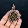 Ammonite Fossil 999 Copper Wire Wrapped Pendant, Handmade Gemstone Jewelry Pendant For Memorial Day