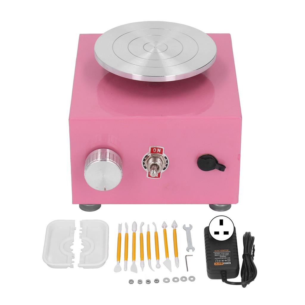 Mini Pottery Wheel Vivid Pink Stable Turntable Compact Size Basin Style Kids Pottery Wheel for Kid