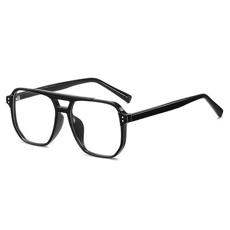

Double Beam TR90 Blue Light Blocking Nearsighted Glasses Unisex Big Frame Polygon Prescription Spectacles 0 -0.5 -0.75 To -6.0 0 чорний
