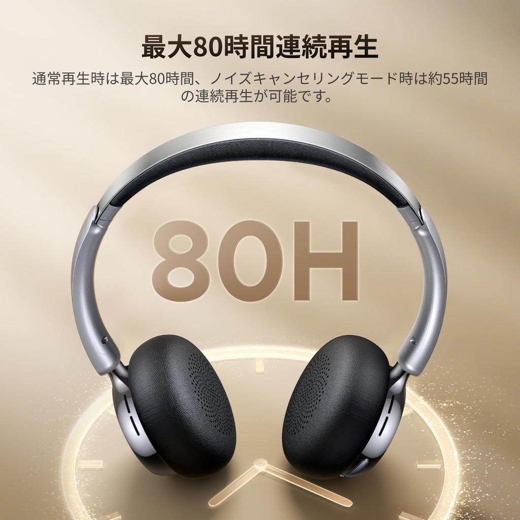 UGREEN Max Air Bluetooth Headphones with ANC Noise Up to 80 Hours of 30mm PU Titanium Coated Diaphragm AI Noise Cancelling Simultaneous Connection to