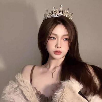 Baroque Full Diamond Alloy Crown Zircon Bridal Crown Tiara Princess Birthday Hair Hoop Headband Hair Crown