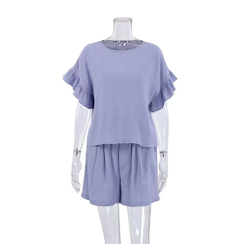 Western Style Summer Short sleeve Top Shorts Comfortable Set Homewear Loose Top and Shorts Set