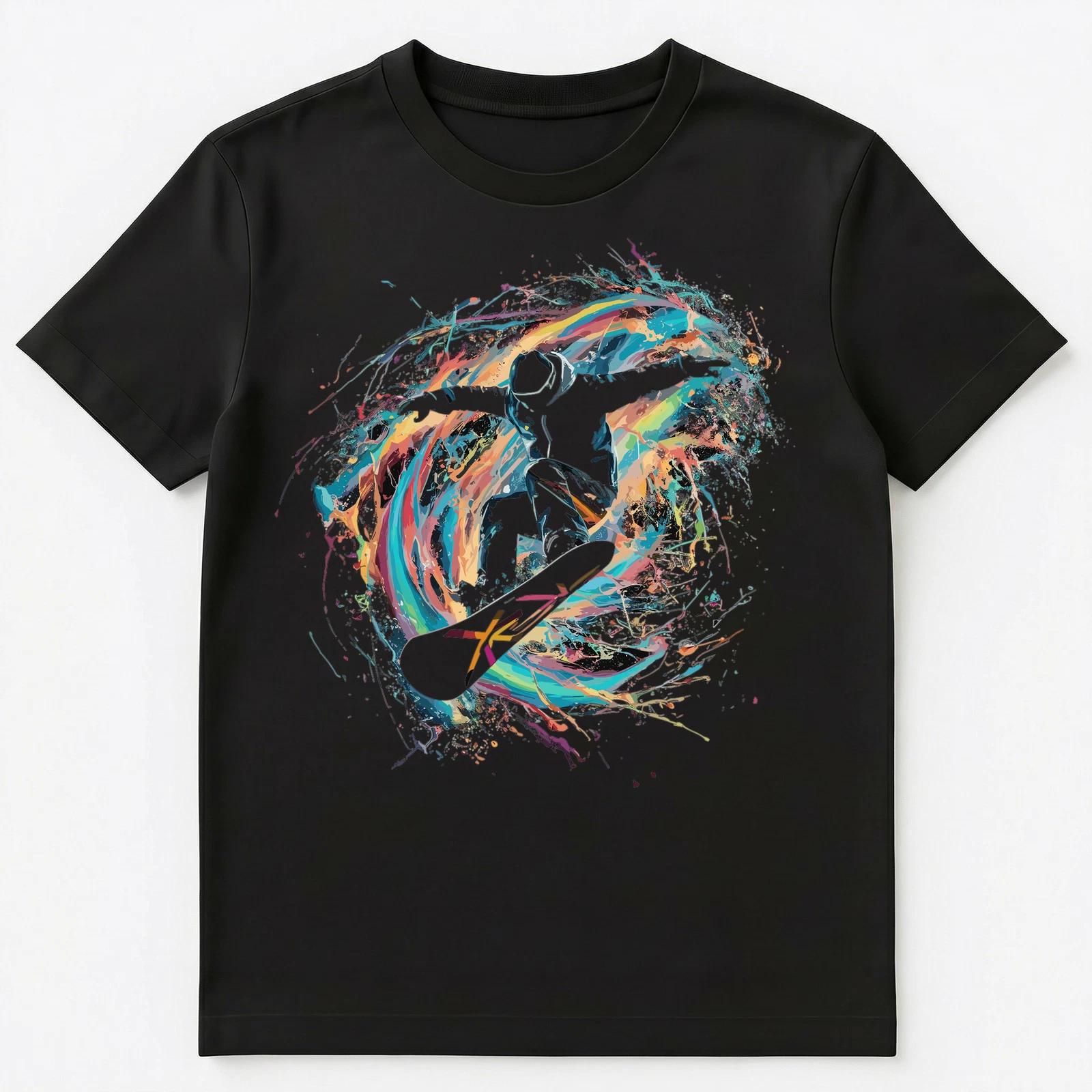 

Colorful Paint Splash Snowboarder Art Graphic Unisex T-Shirt S