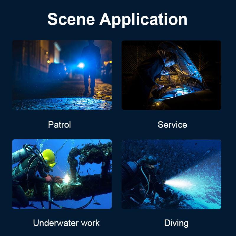 100 Meters Professional Diving Flashlight Powerful T6 Wick Torch Portable Diving Light Rotatable Diving Lamp Waterproof Light