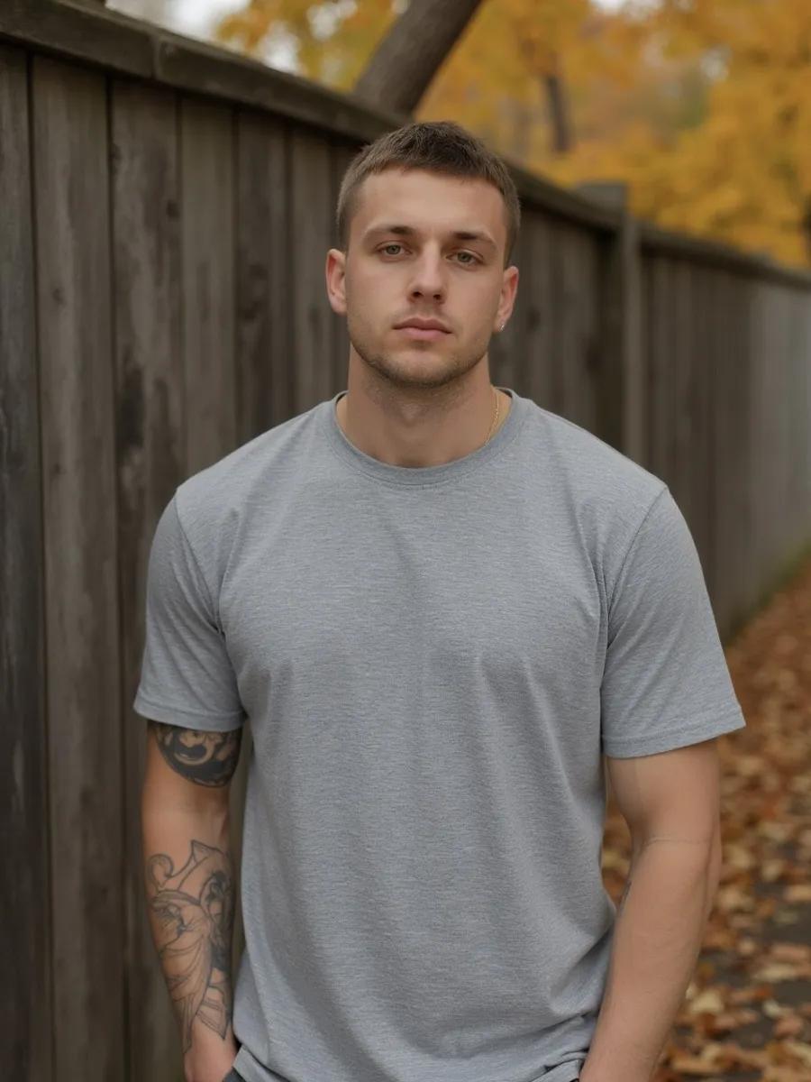 Gray solid oversized T-shirt 4XL