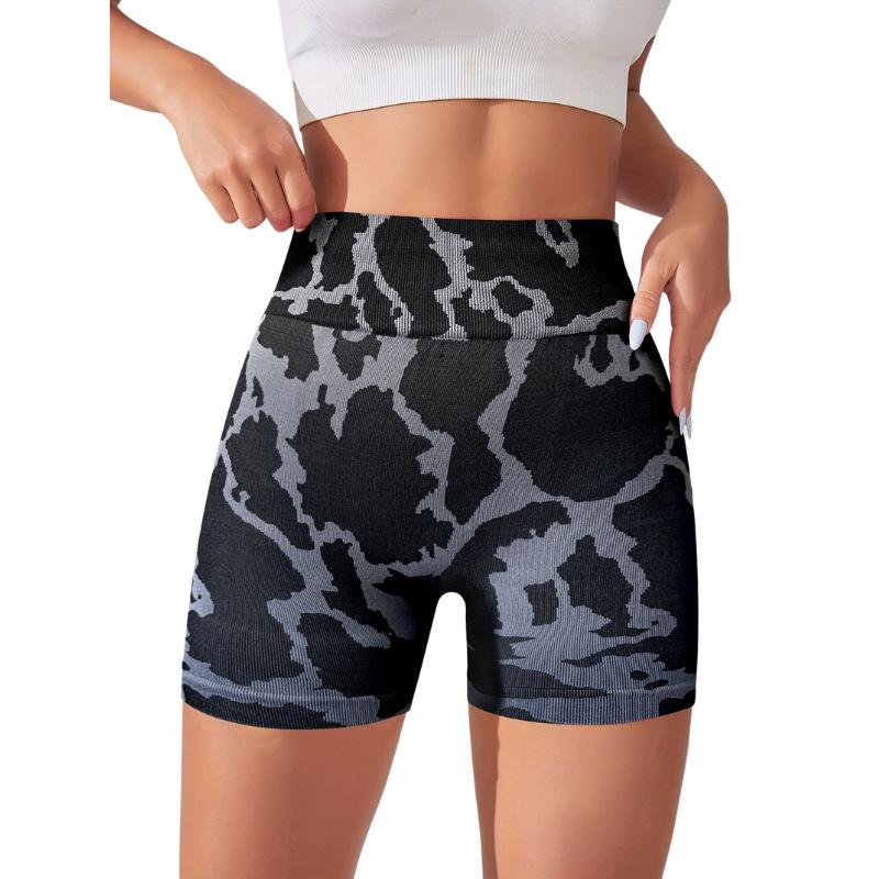 

Women s Color Block High Waist Stretch Hip-Lifting Fitness Shorts Medium чорний