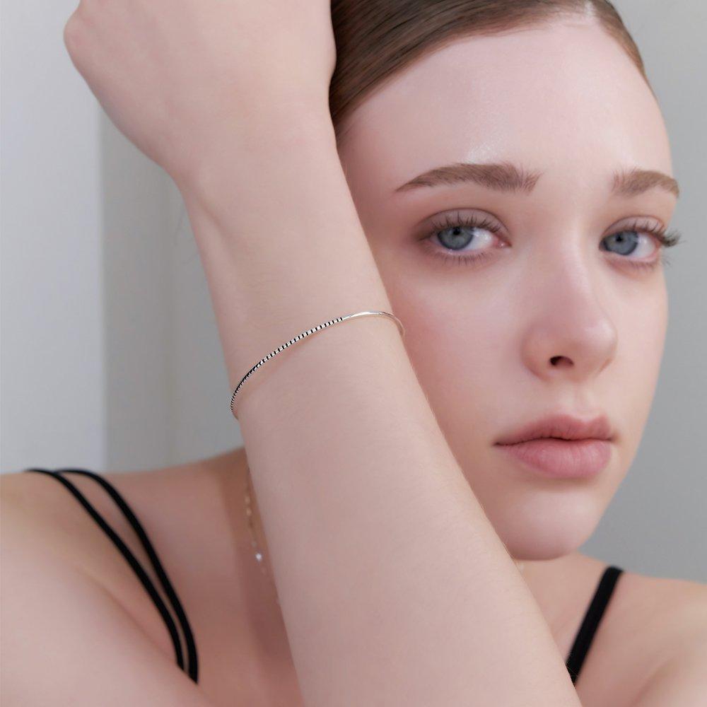 Silver925 Infinite Brick Bangle Bracelet