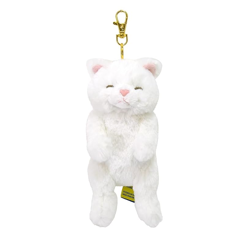 Sunlemon Knee Cat Sleeping Keychain Persian White 8 x 10 x 24 cm Bag Charm Keychain Cute Animal Cat P-1963