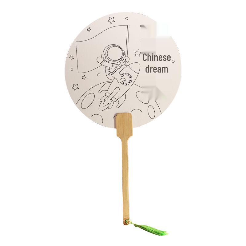 Red Theme Army Day Graffiti Folding Fan DIY Kit: Handmade Xuan Paper Art
