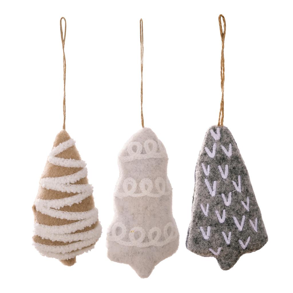 Festive Christmas Minimalist Fabric Tree Hangings With Stripes And Dots For Decoration Seasonal