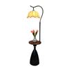 OEING Retro Flower Lampshade Floor Lamp with Storage