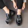 Vintage Brown Men's Brogue Leather Shoes Autumn Round Toe Platform Loafers Man Casual Formal Business Shoes mocasines hombre