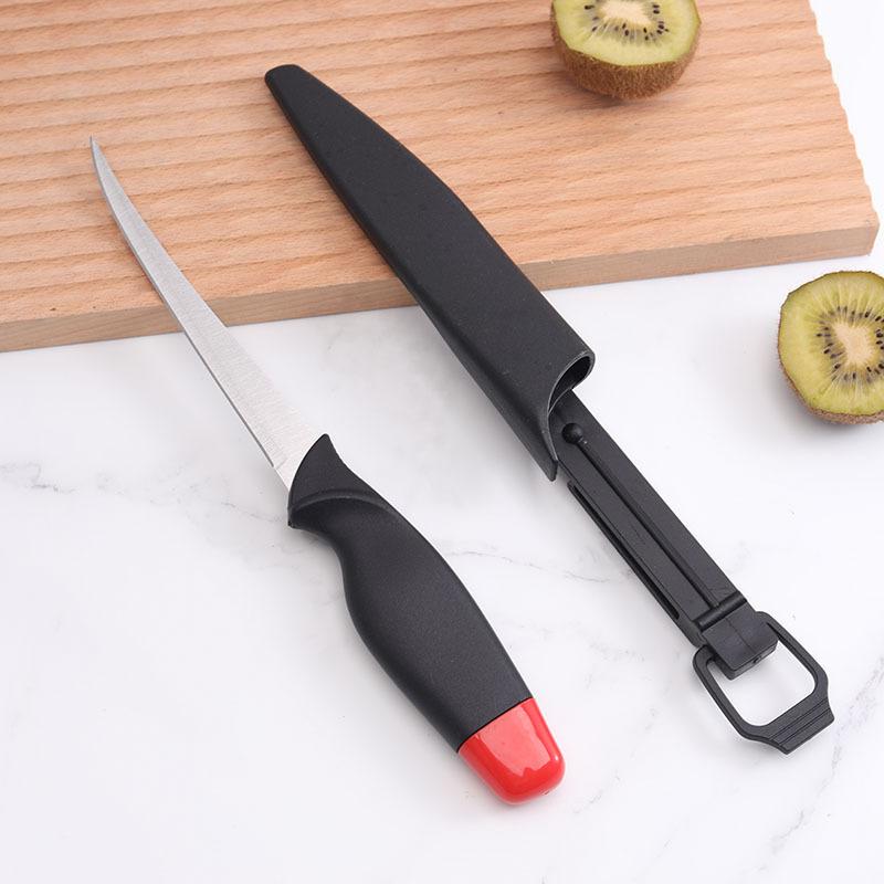 Urbeningskniv 6'' Filékniv i rostfritt stål Skiva Hackning Skärning Urbening Fisk Kött Fjäderfä, Med slida, köksredskap