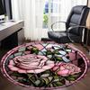 1pc Stained Glass Rose Chair Carpet for Office, Non Slip, Soft and Durable Office Rug