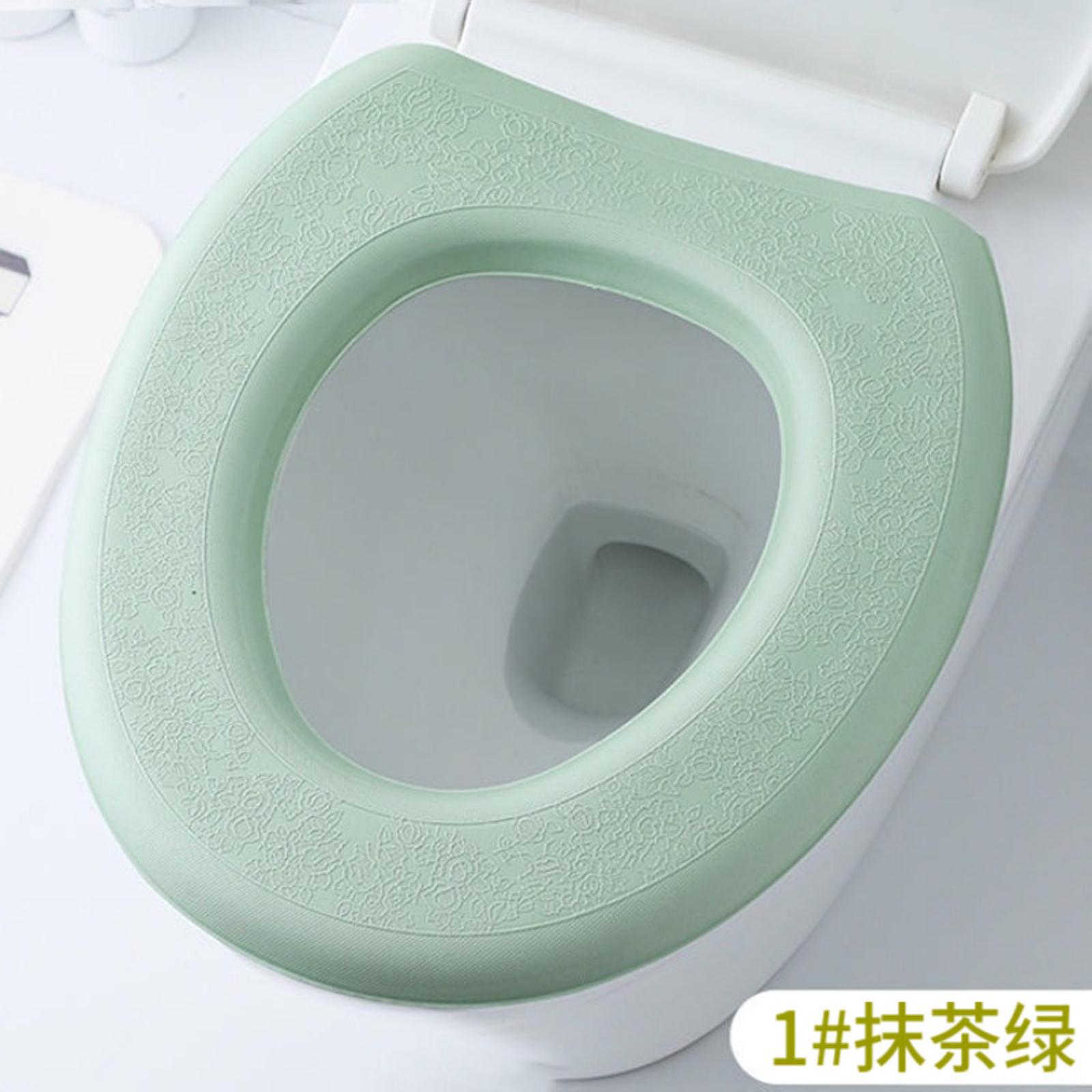Universal Washable Cartoon Toilet Seat Cover Adhesive Waterproof Cushion Mat Suitable for Home Bathroom Four Seasons Use Standard Size One Size зелёный
