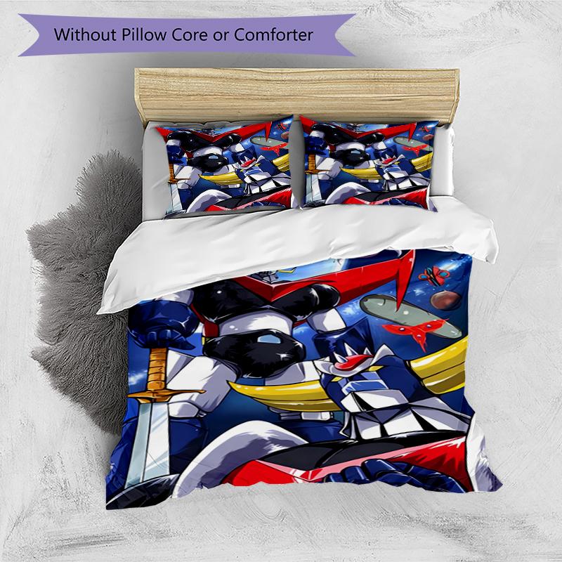 3pcs UFO Robo Grendizer pattern bedding set duvet cover set includes duvet cover &pillowcases, perfect all season bedroom decoration & gift