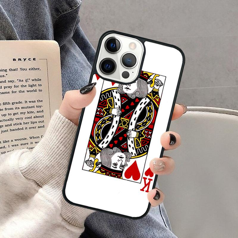 King Queen Playing Card Phone Case for iPhone 16 15 SE2020 6 7 8 Plus for Apple 13 11 12 14 Mini Pro Max Cover coque Shell