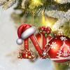 Red Initials Christmas Ornaments 2D Acrylic Personalized Gnomes Monogram Pendant with Santa Hat 26 Letters Christmas Tree Hanging Decoration for Xmas
