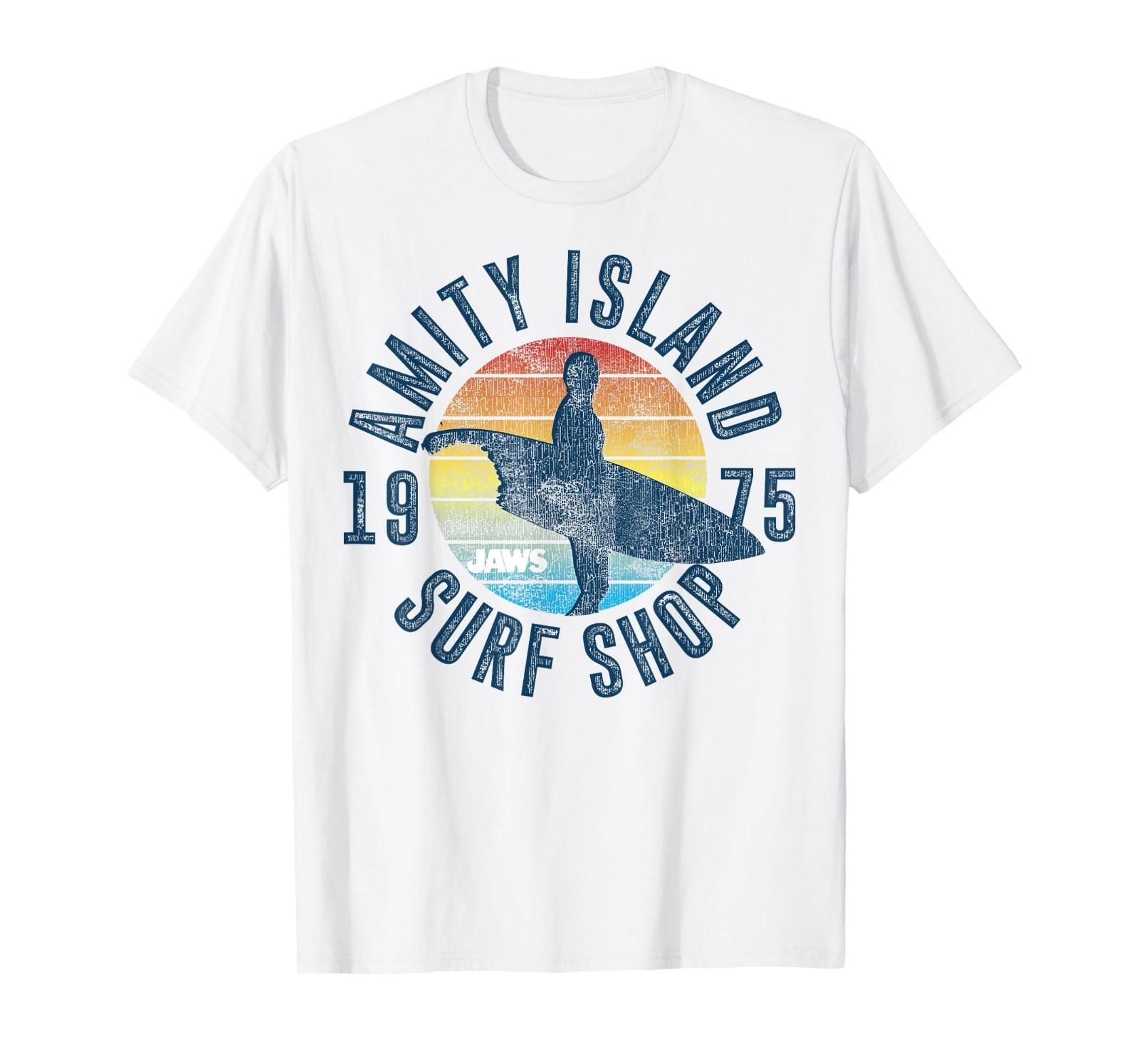 Jaws Amity Island Surf Board T-Shirt Mens Womens Tees Top 3XL