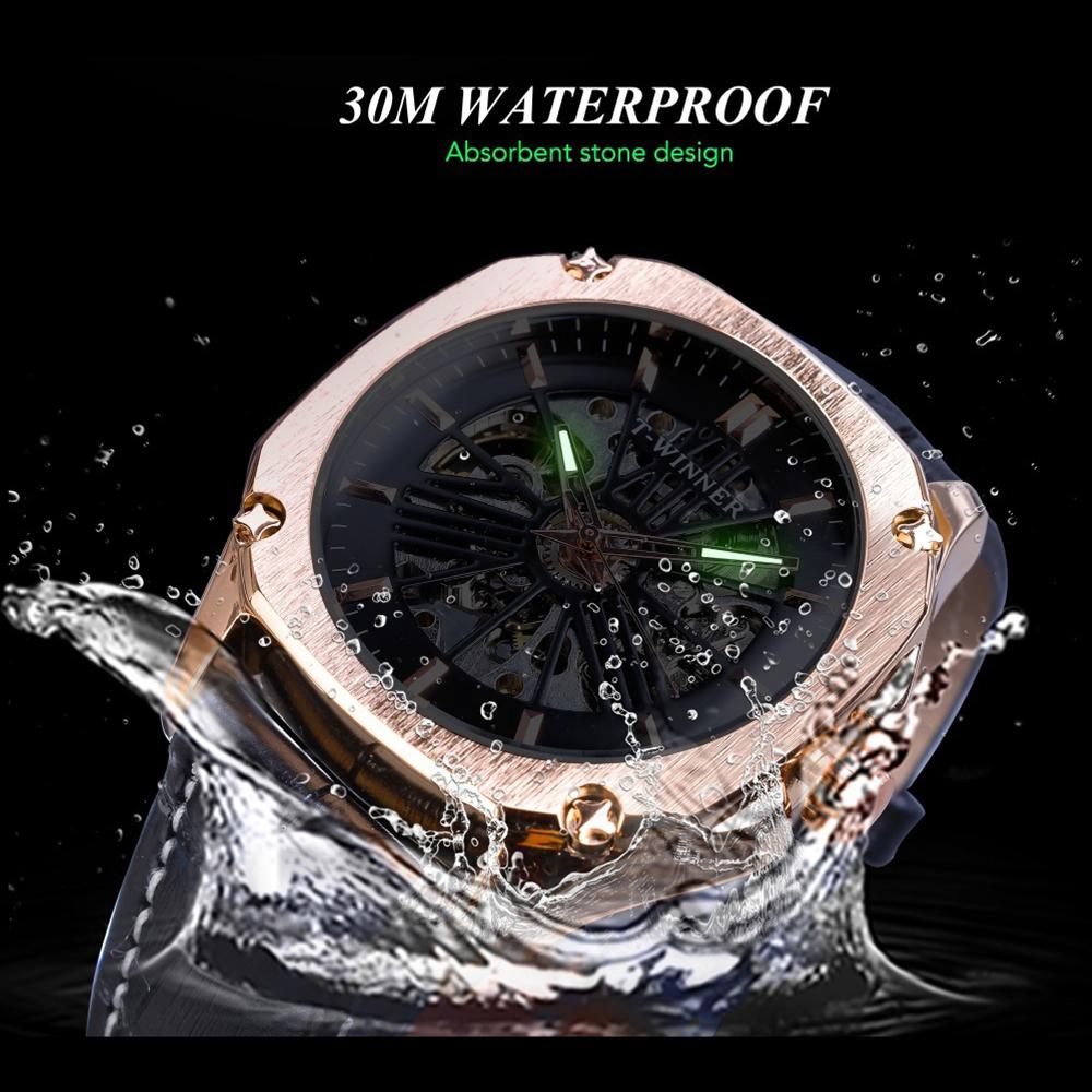 Winner Neue Top-Herrenuhr, Skelett-Mechanische Uhr, Automatische Mechanische Uhr, Herren-Gürteluhr