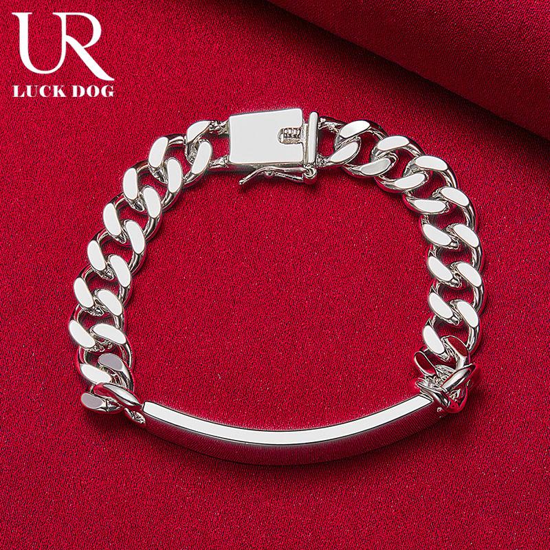 

Классический браслет из стерлингового серебра 925 пробы с гладкой поверхностью, модные свадебные украшения 20CM