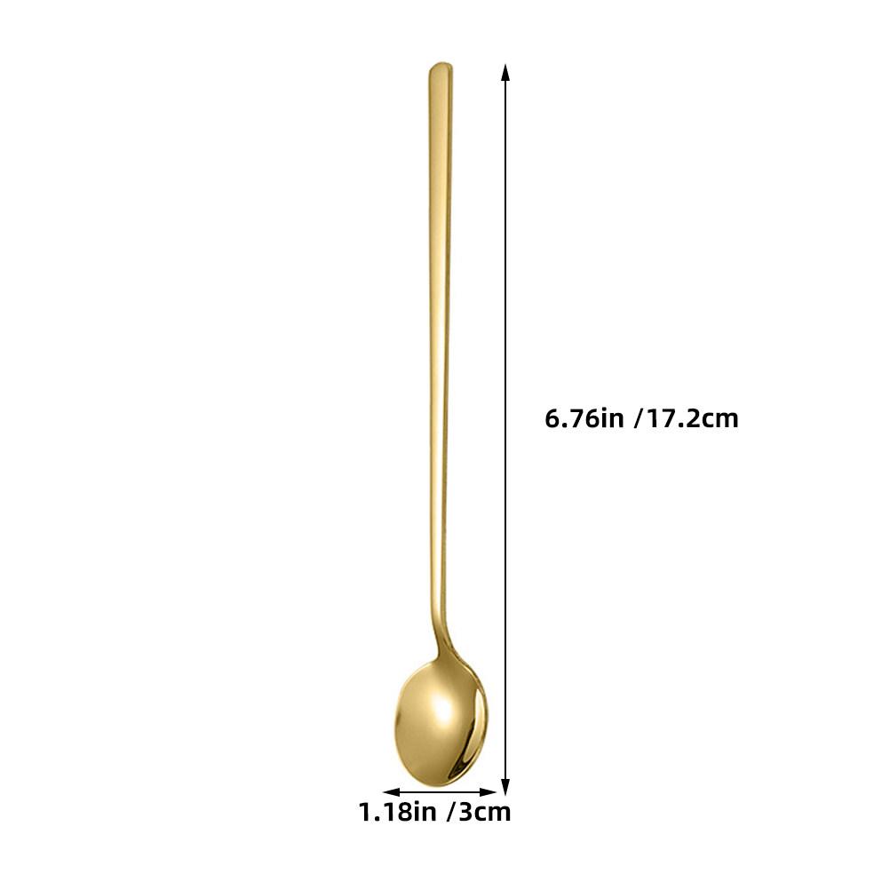 4Pcs Stainless Steel Dessert Spoons Gold Finish Long Handle Small Round Bowl Ideal for Coffee Tea Hot Chocolate Stirring Mixing4