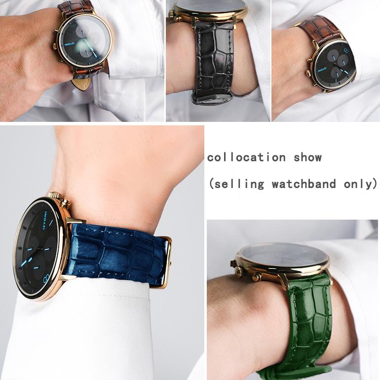 Crocodile Texture Calfskin Leather Watch Strap18mm 20mm 22mm Watchband For Men's Watch Accessories Solid Buckle Blue Green Brown