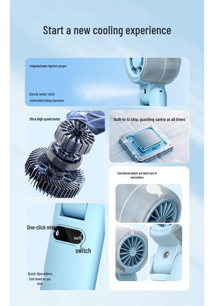 Portable Folding Turbo Fan with High-Speed Cooling & Neck Strap