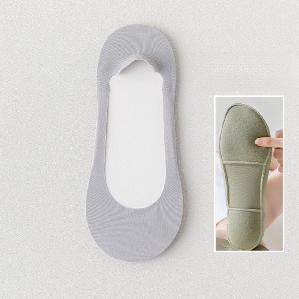 3Pairs Solid Color Invisible Socks Women Cotton Ankle Socks Sponge Soles Boat Socks  Daily