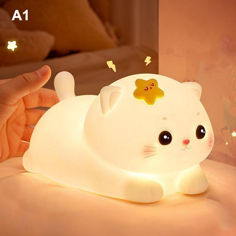 Cute Panda Sheep Rabbit Silicone Night Light USB Rechargeable Touch Dimmable Lamp for Kids Children Holiday Birthday Gift
