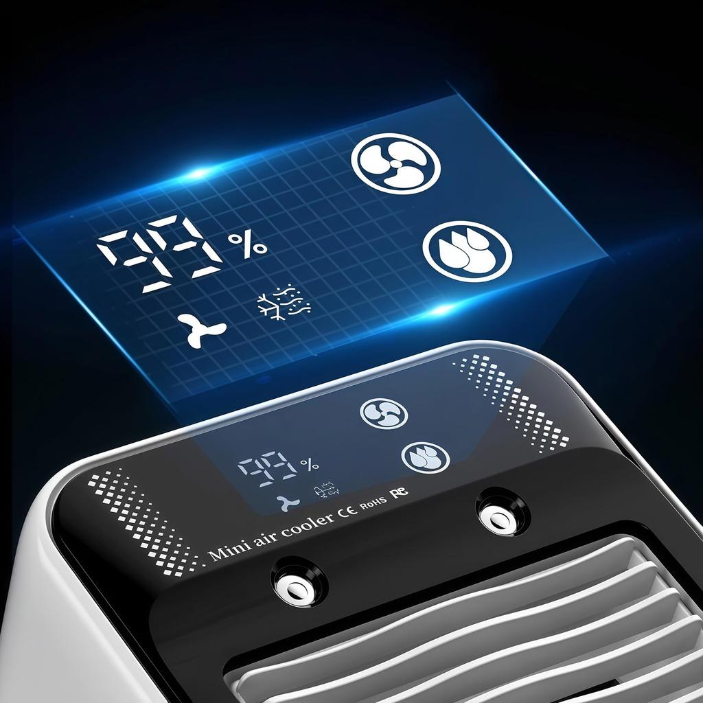 Tragbare Klimaanlage, mobiler Klimatisierungsfilter, 2/4-Stunden-Timer, 3 Geschwindigkeitsstufen, leise, intelligentes Digitaldisplay, für Zuhause, Schlafzimmer und Außenbereich