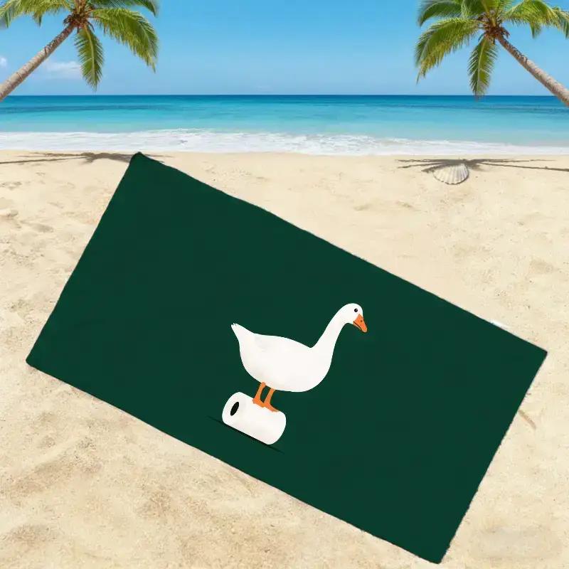 A Beach Towel Featuring a Cross-Species Dialogue Theme, Designed for The Goose Festival. It Is Soft,Special Effects Green Screen