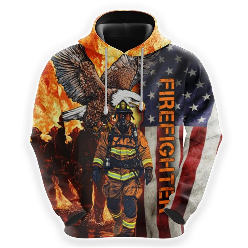 Fashion Firefighter Hero Profession Graphic Sweatshirts Fashion Male Pullovers Streetwear Fireman Work Sweatshirts Harajuku Tops