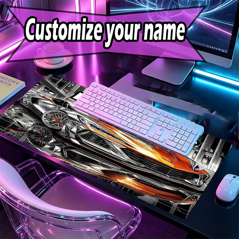 Custom Name Personalized Sports car Pattern Mousepad, Laptop PC Desk Mat, Decorative Desk Mat for Home Keyboard Pad Gift