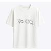 Cat Short-sleeve Printed T-shirt Top Cute Line Art Cat Meme Graphic Casual Streetwear Daily Wear Versatile