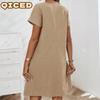 Fashion Summer Spring Solid Color Print Short Sleeve Casual Dresses