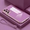 Plating Silicone Phone Case With Lanyard For Samsung Galaxy A07 A17 A6 A36 A16 A A3 A1 A4 A34 A3 A2 G Back Cover