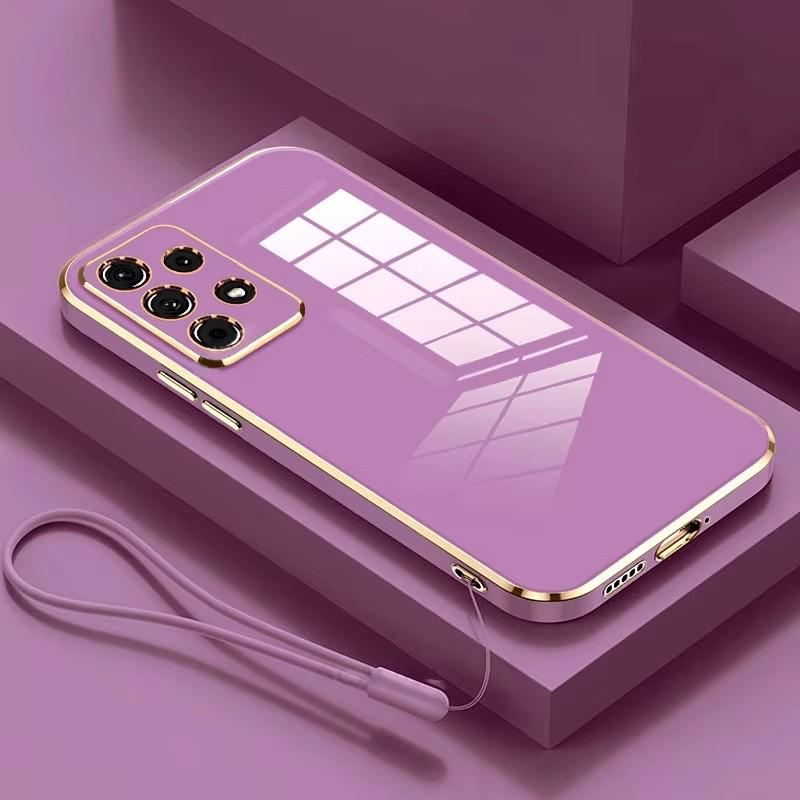 Plating Silicone Phone Case With Lanyard For Samsung Galaxy A07 A17 A6 A36 A16 A A3 A1 A4 A34 A3 A2 G Back Cover